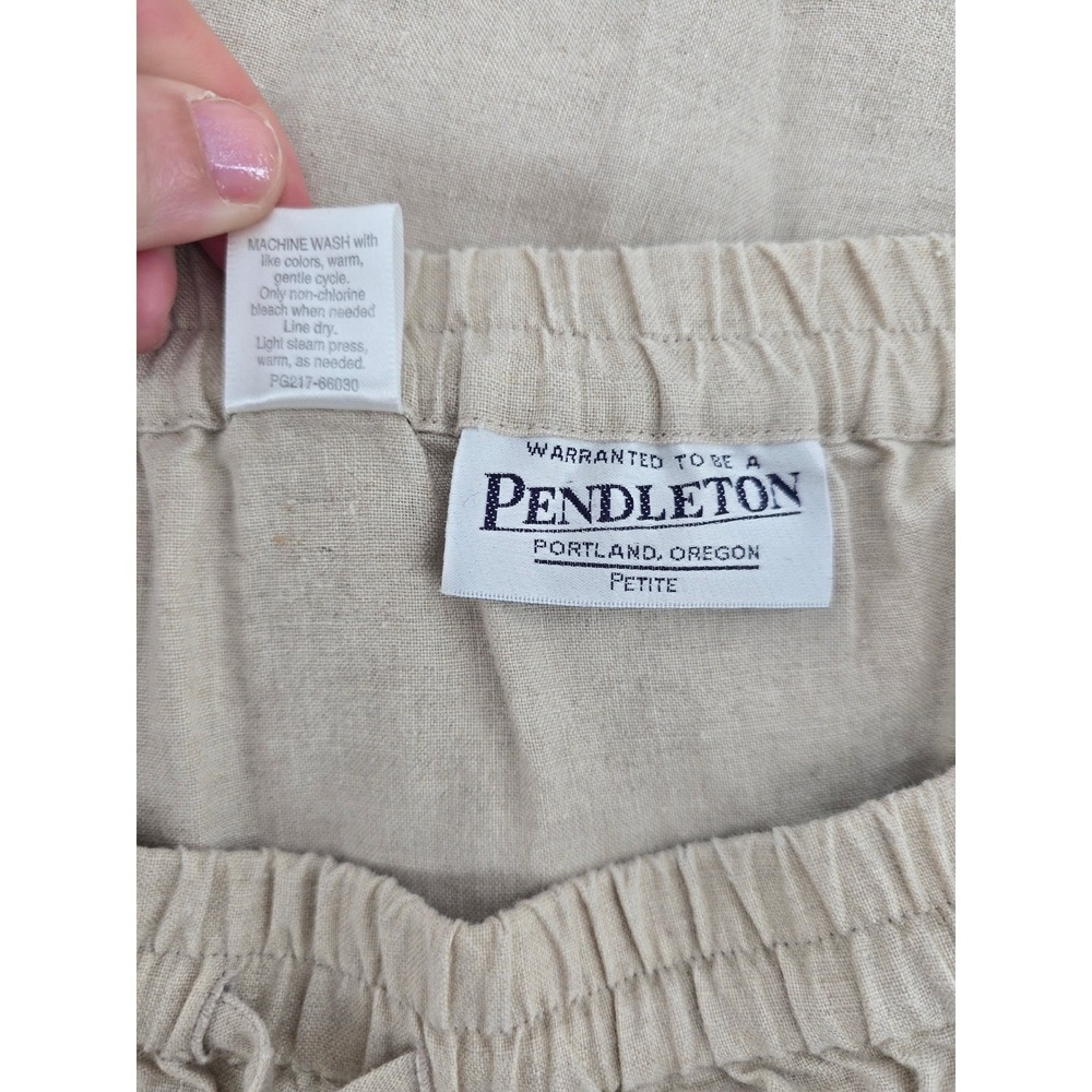 Pendleton Linen Skirt Womens Petite P Beige Elastic Drawstring Pockets EUC - Picture 4 of 5